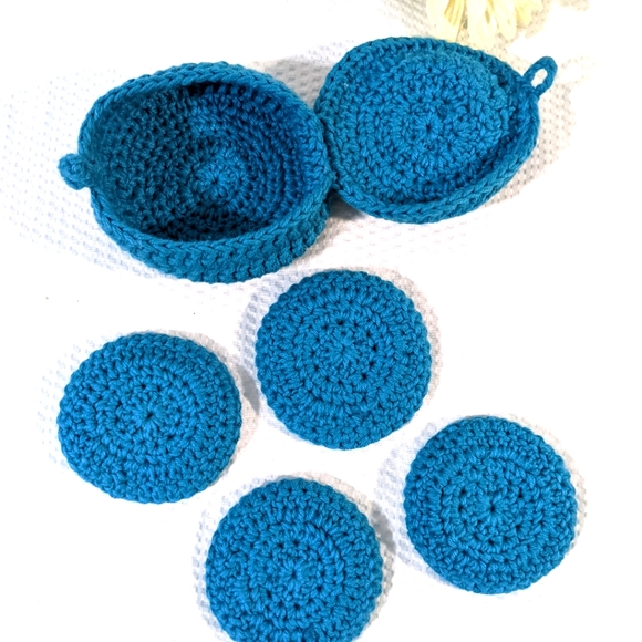 💠 Face Scrubbies & Holder Set of 4 Eco Friendly Crochet HANDCRAFTED - Picture 8 of 10